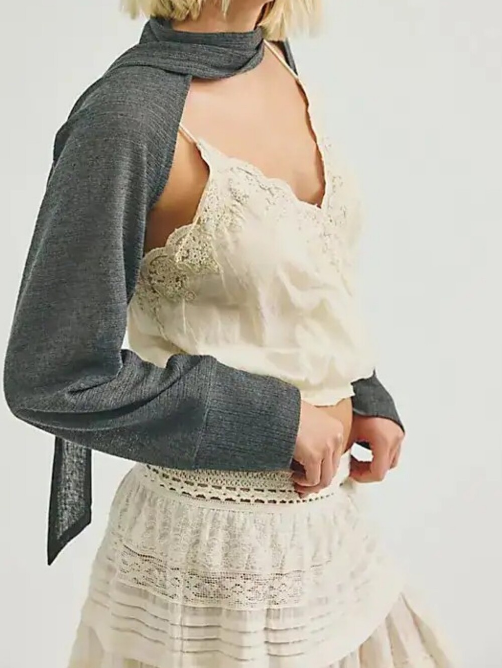 Free People Sol Scarf Bolero/Dark Grey